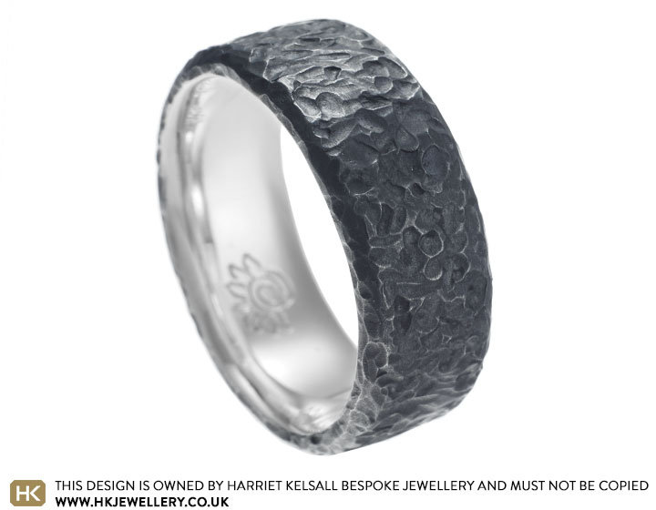 David's hammered and oxidised wedding ring