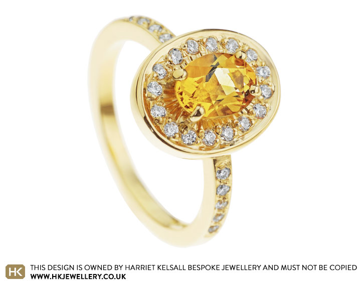 Linda's 18 carat yellow gold, citrine and diamond dress ring