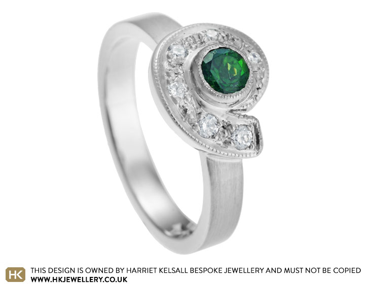 Teresa's ammonite inspired 0.35ct tourmaline engagement ring