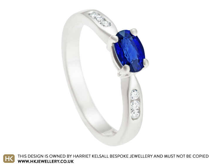 June's 0.63ct deep blue sapphire engagement ring