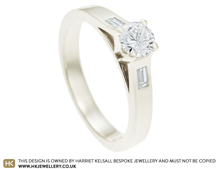 Alisa's white gold engagement ring using a family diamond