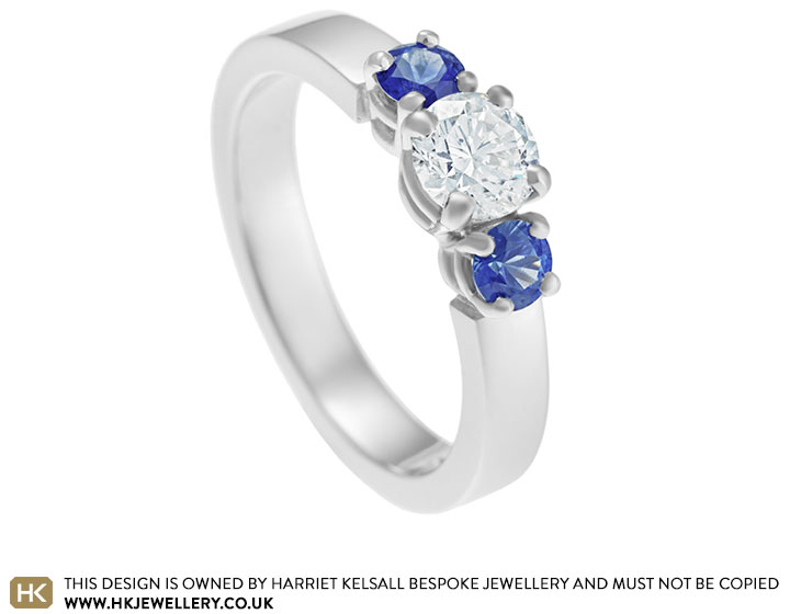 Sarah's diamond and sapphire engagement ring