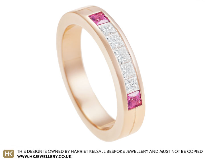 Rosie's 9 carat rose gold, tourmaline and diamond eternity ring