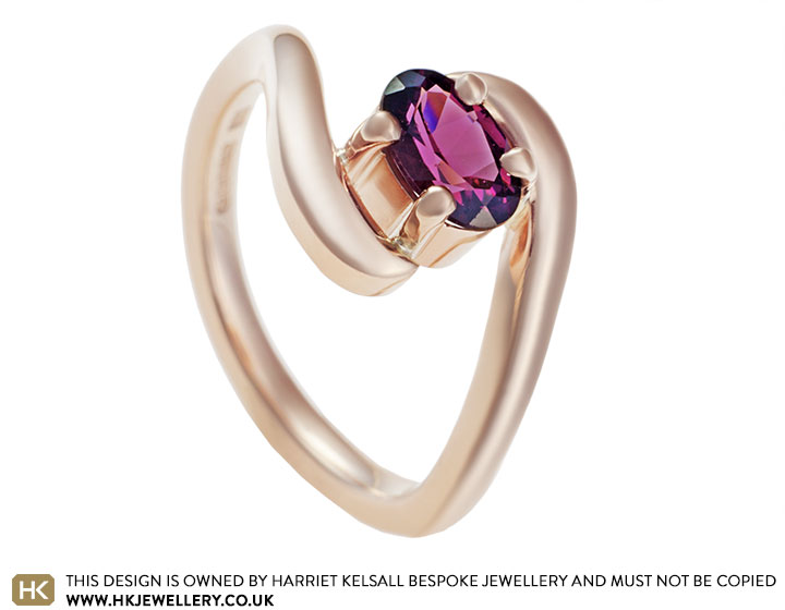 Martin surprised Frances with a 9 carat rose gold and 0.52ct garnet engagement ring