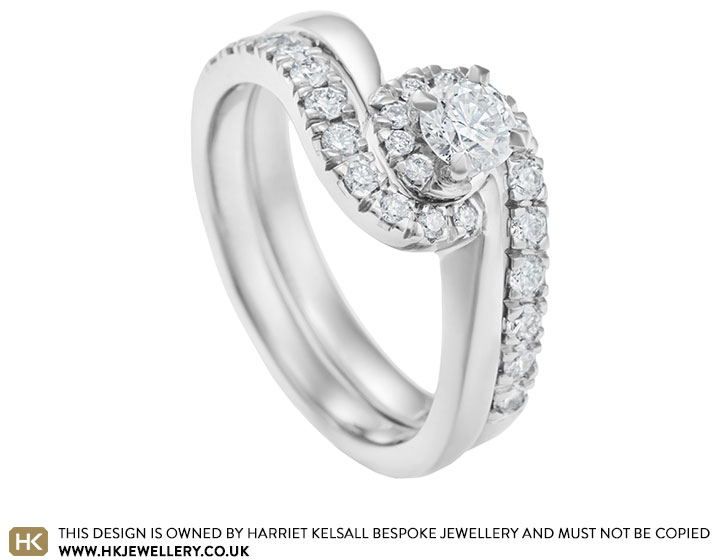 Twisted engagement ring hot sale and wedding band