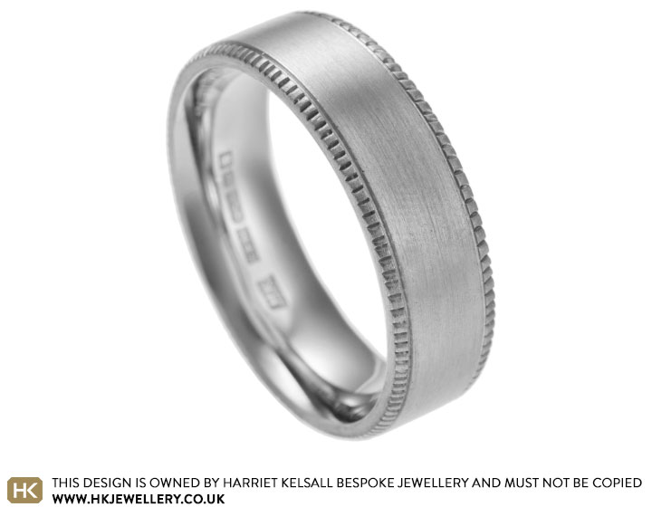 Jamie's engraved palladium wedding ring