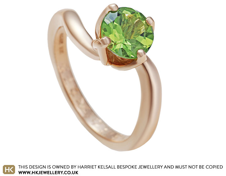 Emily's vibrant peridot and rose gold engagement ring