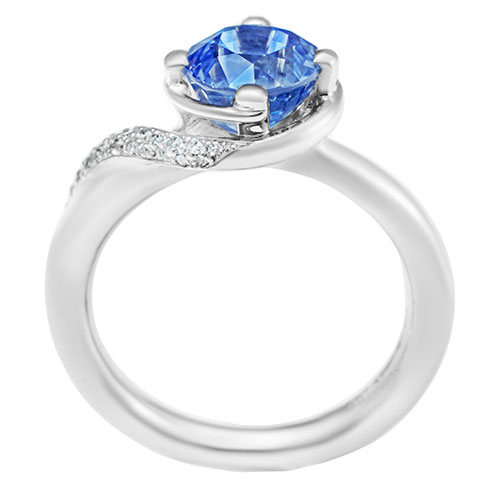 Spinning top inspired platinum ring with 2.24ct sapphire and diamonds ...