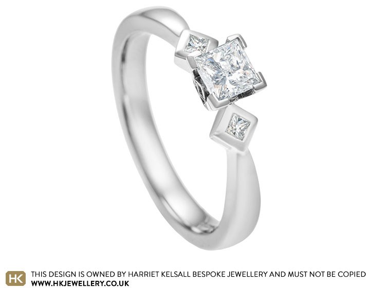 Art Deco inspired 0.38ct diamond and palladium engagement ring 