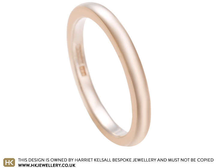 9 carat rose gold 2mm wide wedding band 