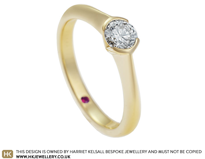 Rachel’s elegant yellow gold and diamond engagement ring