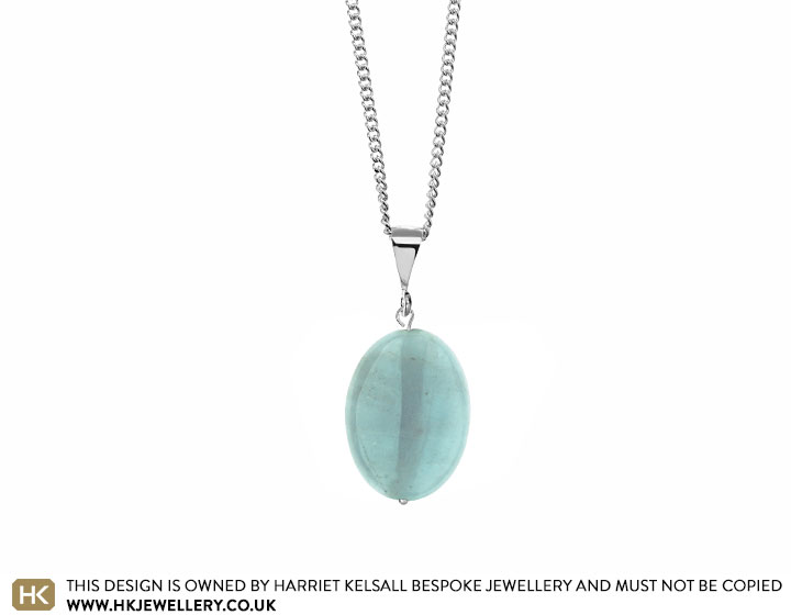 Natural Aquamarine and Sterling Silver Pendant