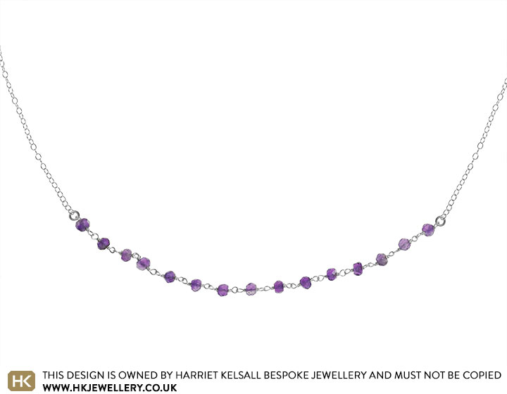 Sterling silver and faceted amethyst beaded necklace