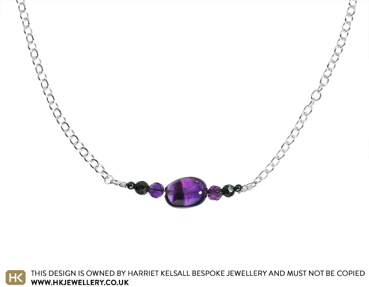 Amethyst and Hematite Necklace on a Sterling Silver Chain