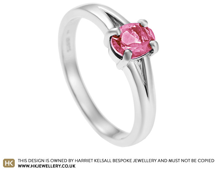 Sterling silver dress ring with pink cubic zircon