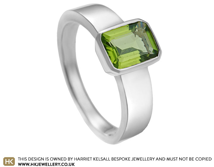 Emerald cut on sale peridot ring