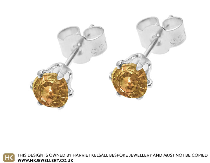 Madeira citrine and sterling silver stud earrings