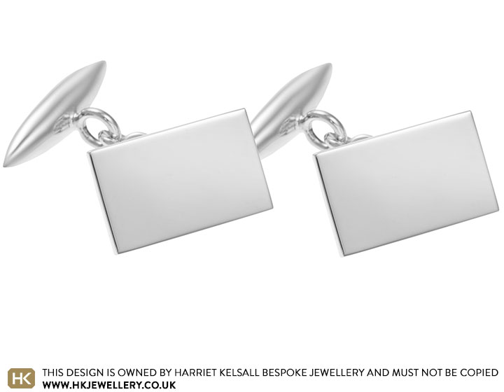 Sterling silver rectangular chain and bullet back cufflinks