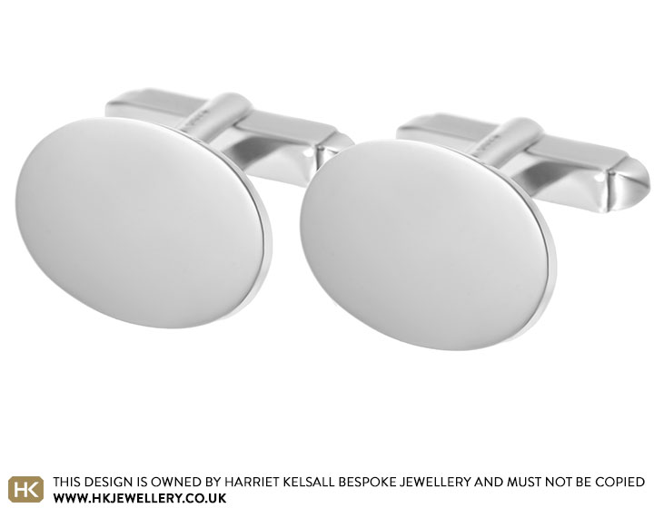 Sterling silver oval cufflinks with hinged backs