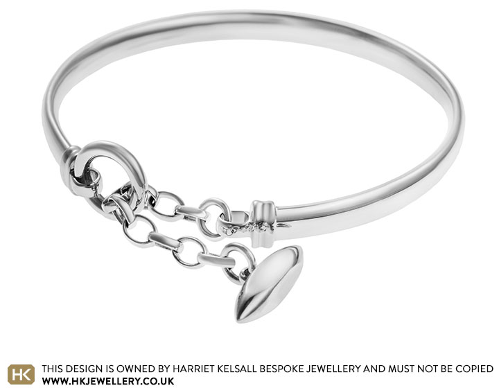 Customisable Contemporary sterling silver bangle with toggle clasp