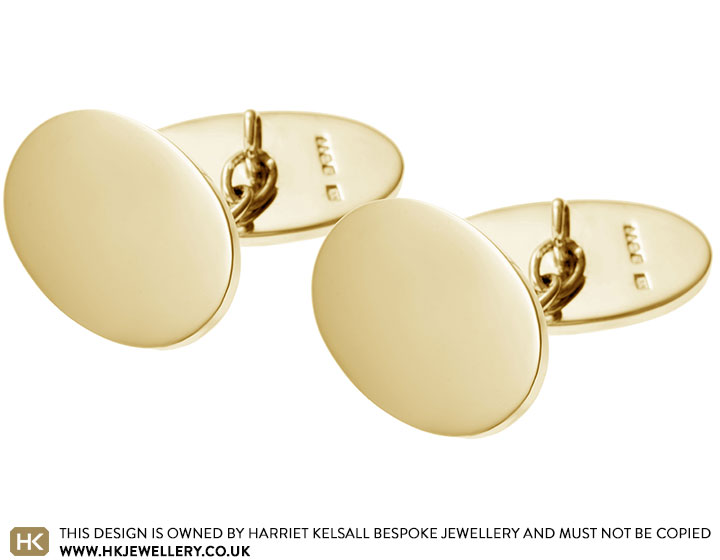 9 carat yellow gold oval double cufflinks