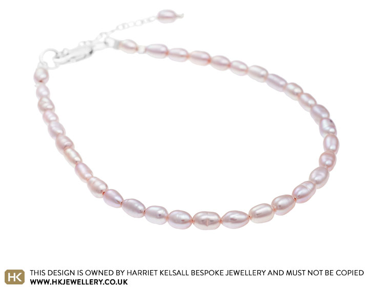 Pink seed pearl and Sterling silver bracelet