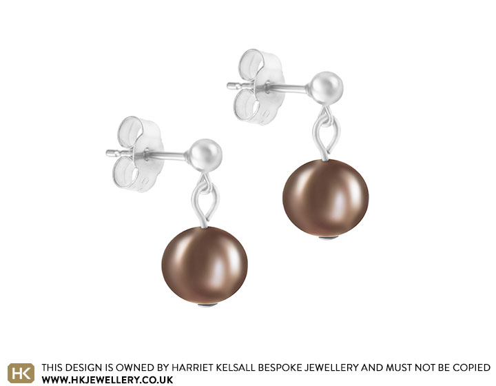 Chocolate pearl hot sale stud earrings