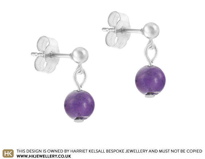 Amethyst sphere and sterling silver stud and drop earrings