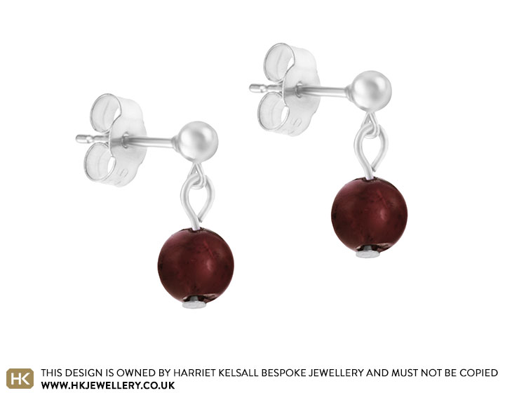 Garnet and Sterling silver stud and drop earrings