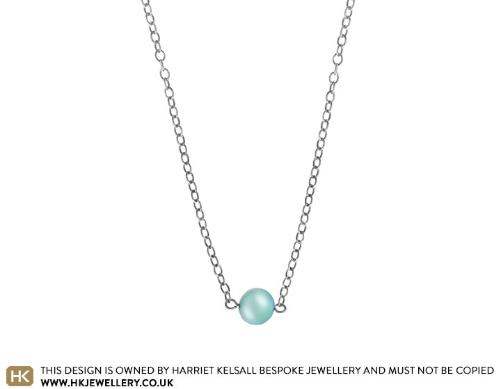 Teal freshwater pearl and Sterling silver chain necklace