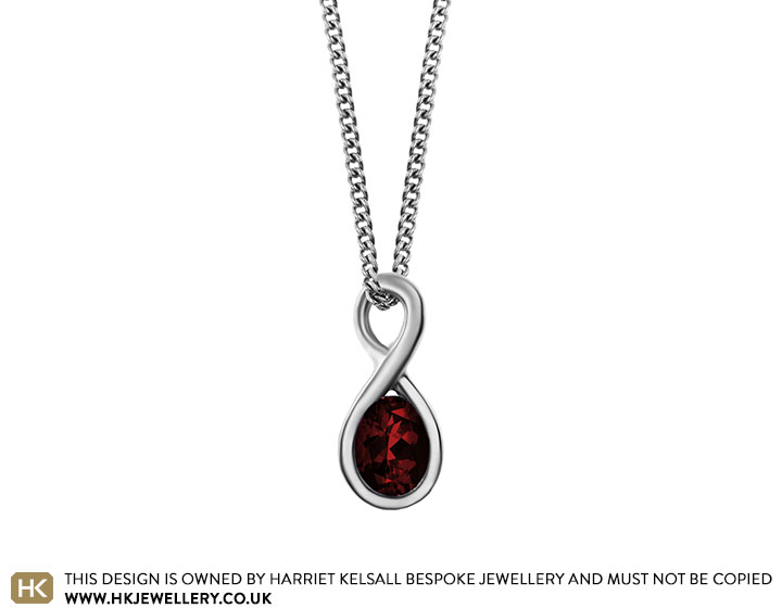 January Birthstone Necklace - Garnet Gemstone Charm in Sterling Silver |  The Jewellery Store London