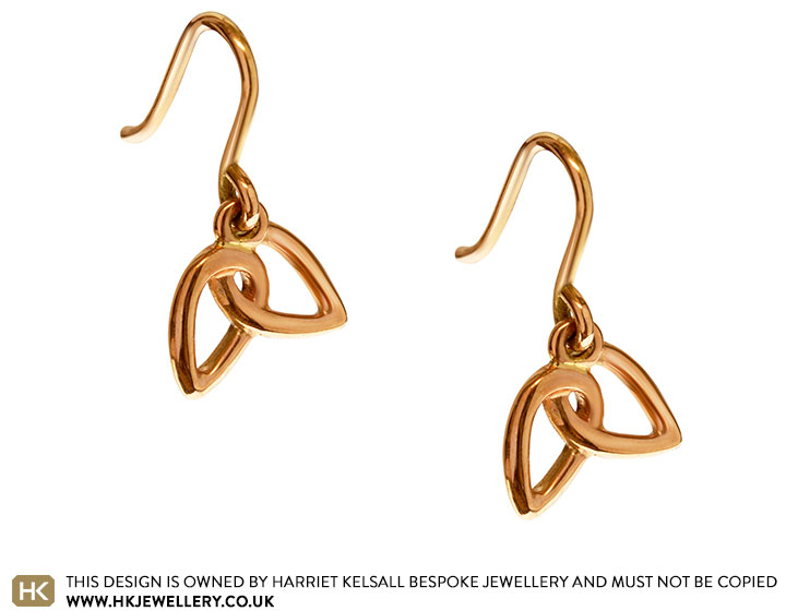 Fairtrade 9ct rose gold falling leaf earrings