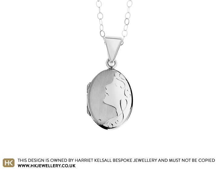 Rosalyn's pre-Raphaelite inspired engraved silver locket