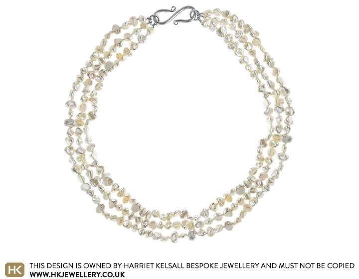 Keshi Pearl Necklace with Alternative Diamonds