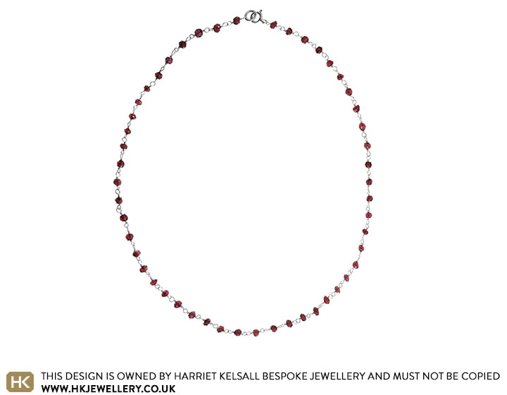 Garnet and Sterling silver long necklace 