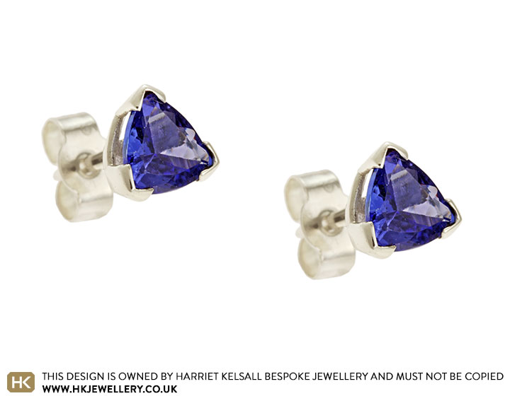 Solitaire Tanzanite Dangle Earrings with Diamond | Angara