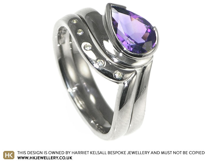 Maggie's rich purple amethyst engagement ring