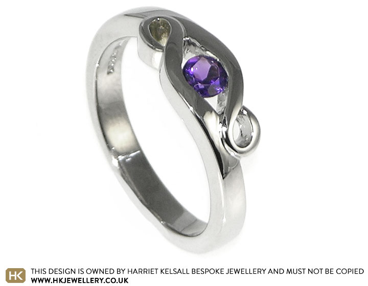 Victoria's Celtic style amethyst engagement ring