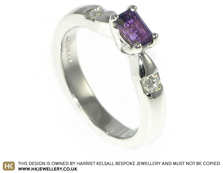 Lei's 9ct white gold engagement ring with a rich purple amethyst 