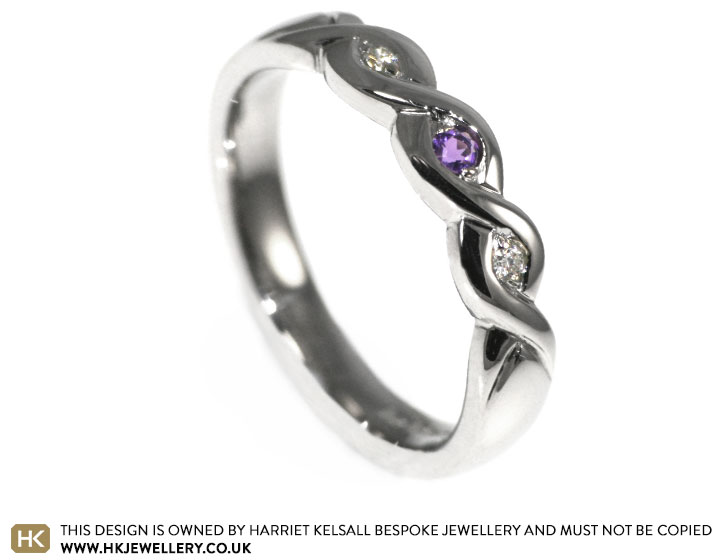 Sean designed this delicate diamond and amethyst engagement ring