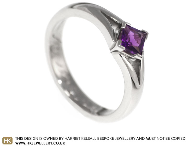 Donna's amethyst and palladium engagement ring