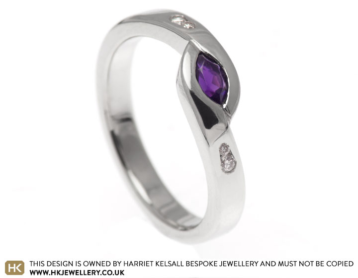 Stacey's amethyst and diamond twist style engagement ring