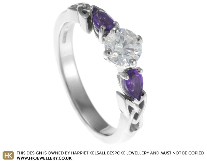 Diamond with amethyst store engagement ring