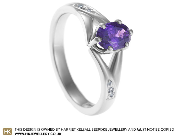 Kate's beautiful purple sapphire and palladium engagement ring