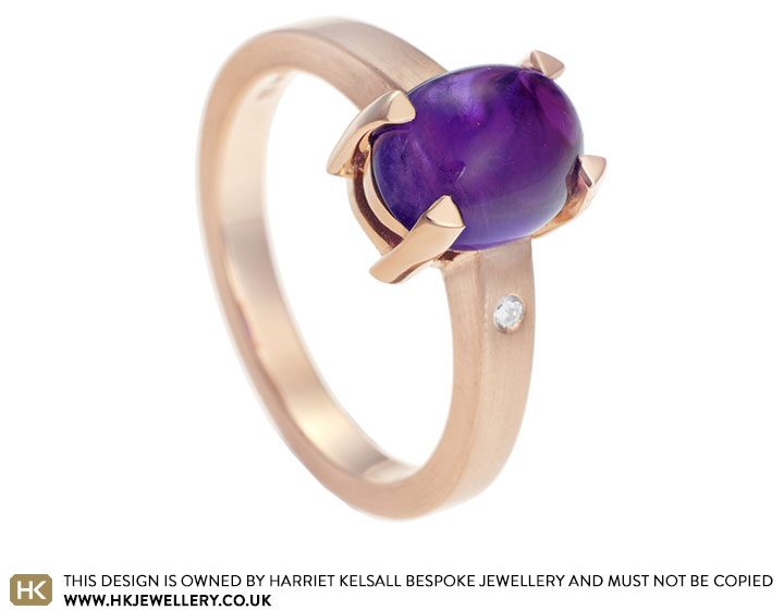 Fairtrade 18ct rose gold engagement ring with amethyst and diamond