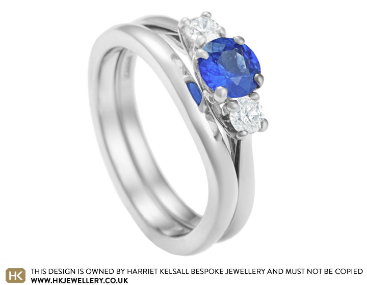 Roseanne's Fairtrade 18 carat white gold, sapphire and diamond engagement ring