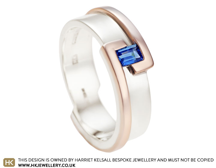 Shaun's sapphire and mixed metal wedding ring