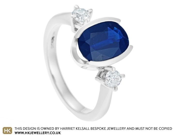 Gemma's platinum diamond and sapphire engagement ring