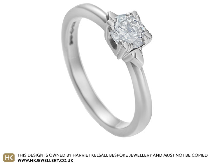 Vintage style platinum and 0.51ct diamond solitaire