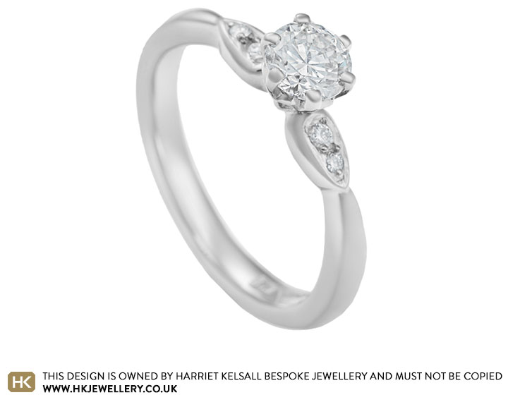 Floral inspired palladium and 0.56ct diamond engagement ring